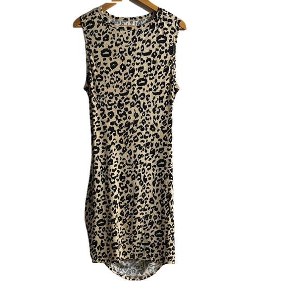 Sleeveless Butterfly Print Leopard Dress